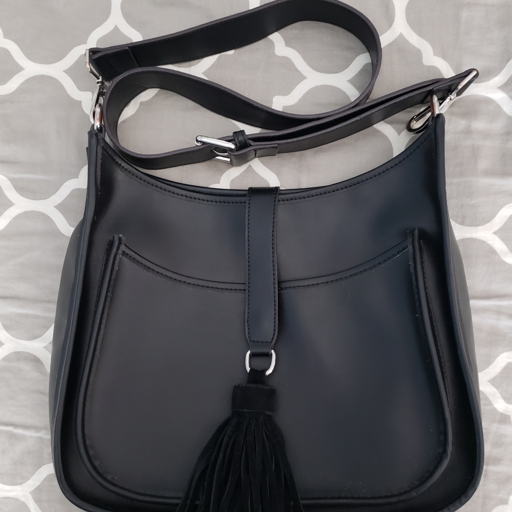 *Co-Lab Leather Crossbody Saddlebag With Tassel Accent